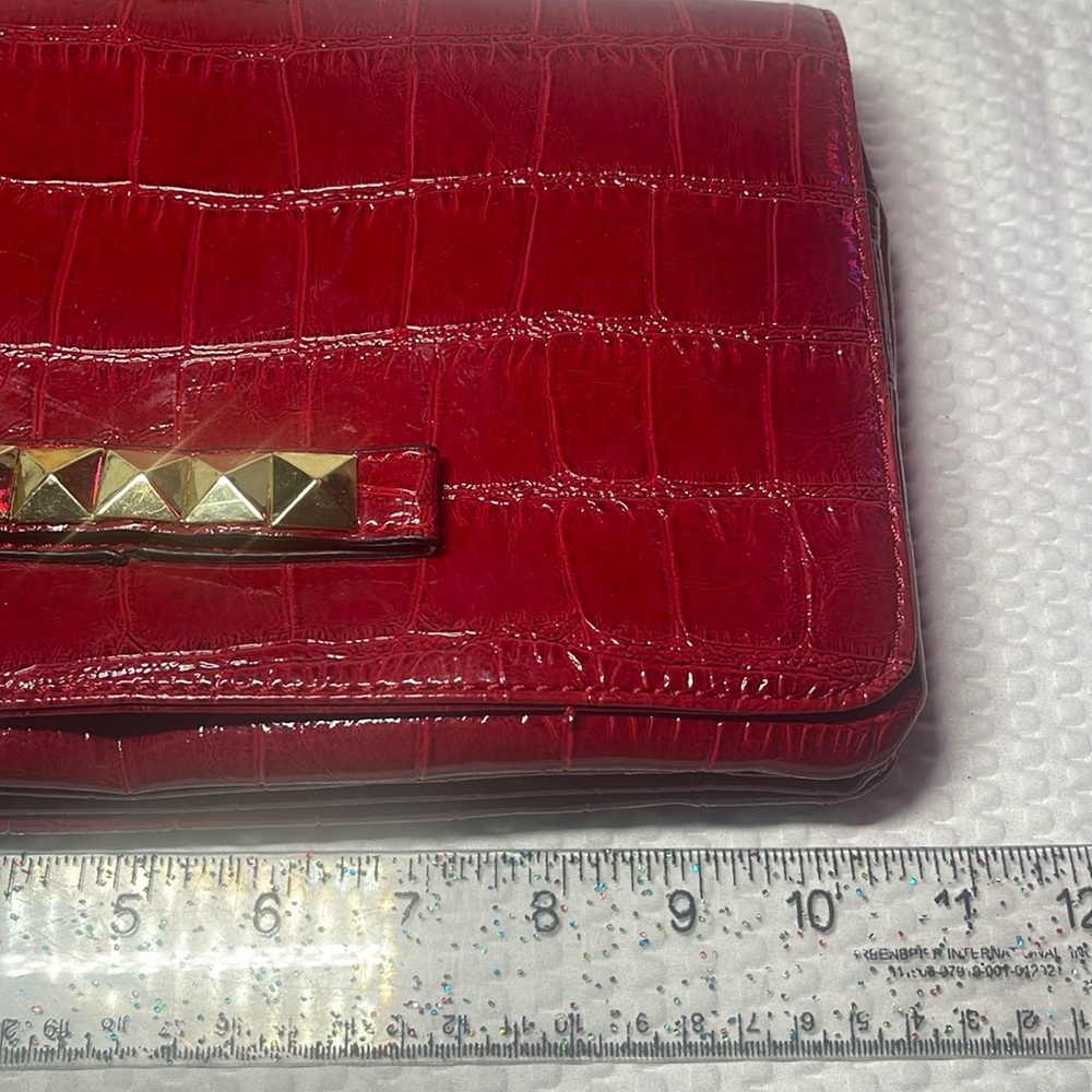 Cosmopolitan Red Snake Skin Crossbody Clutch Bag / Purse long Strap - Picture 3 of 8